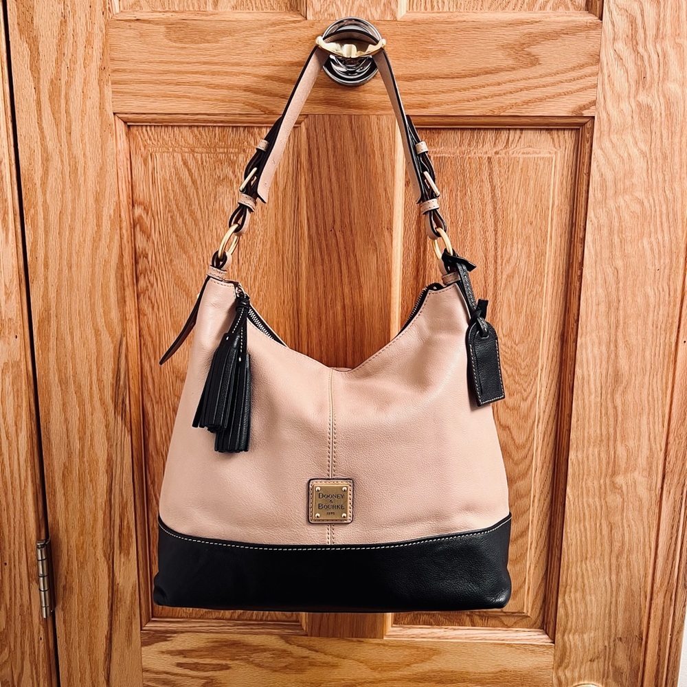 Dooney & Bourke Pink and Black Leather Hobo Bag